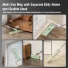 premium microfiber flat mop bucket set w/ clean & dirty water separation 360 degree light green Versatile mop cleaning corners and windows efficiently.