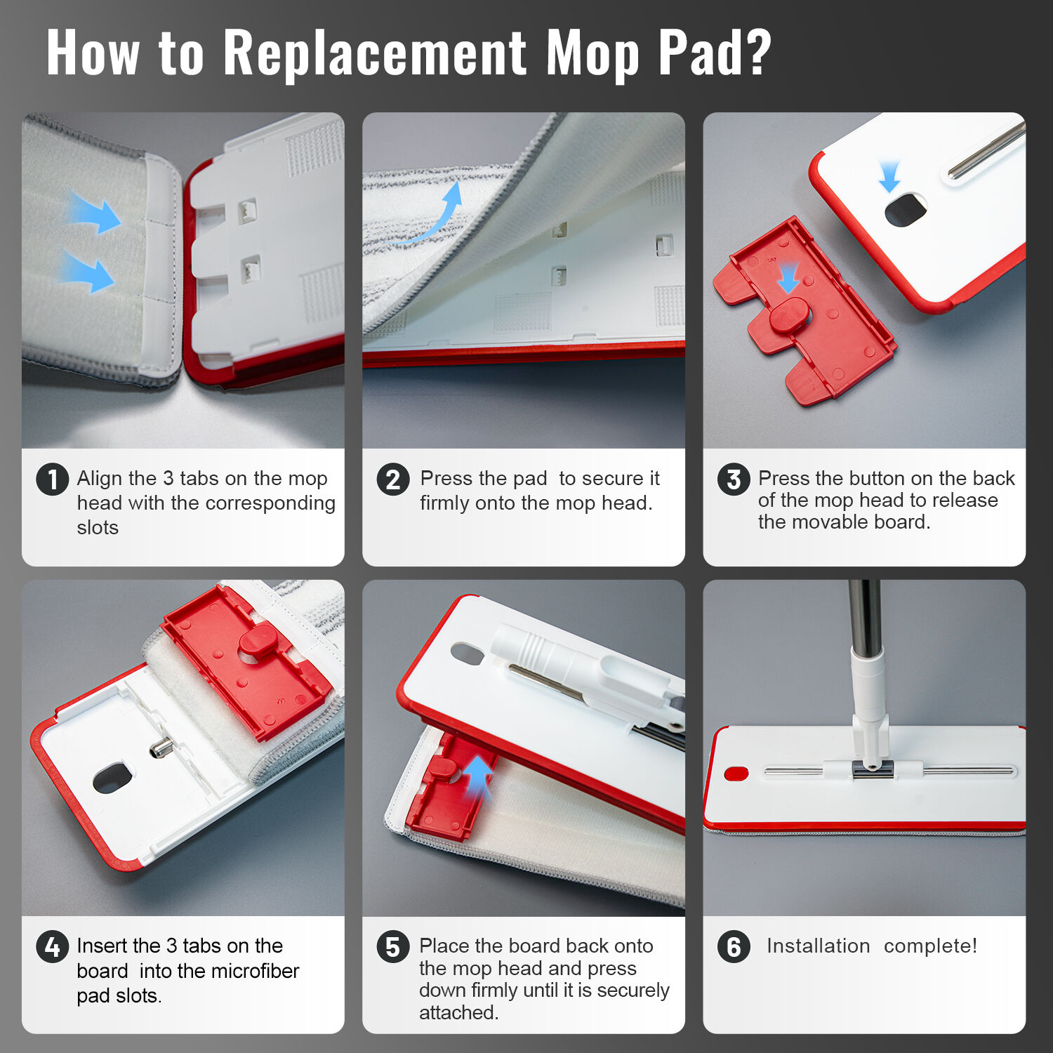 Step-by-step guide to replacing a mop pad.