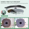 Efficient hands-free flat spin mop with comb scrubber.