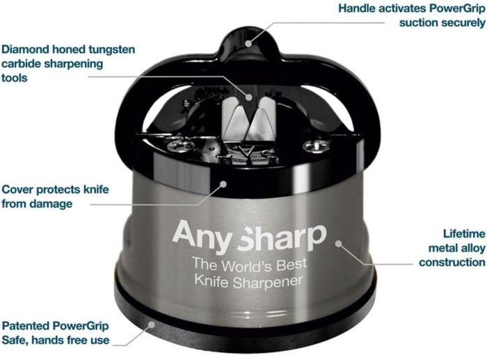 any sharp pro worlds best knife sharpener for knives blades scissors AnySharp Pro Knife Sharpener with Suction Grip Cup