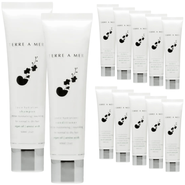 12pc set terre a mer pure hydration amino acid/argan oil shampoo & conditioner 60ml travel size Terre a Mer shampoo and conditioner set