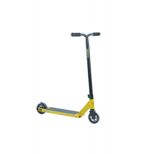 v572 172513 202503261225 00.jpg Yellow and black stunt scooter on white background.