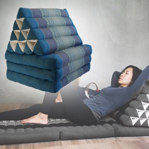 Thai Triangle Pillow - Handmade Organic Kapok - Blue