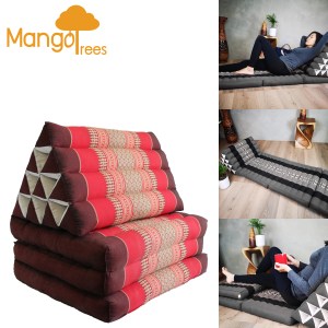 Thai Triangle Pillow - Handmade Red 3-Fold with Organic Kapok