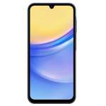 telstra locked samsung galaxy a15 4g (128gb/4gb, 6.5'') blue black Modern smartphone with vibrant display design.