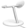 White modern wireless charging stand with cable