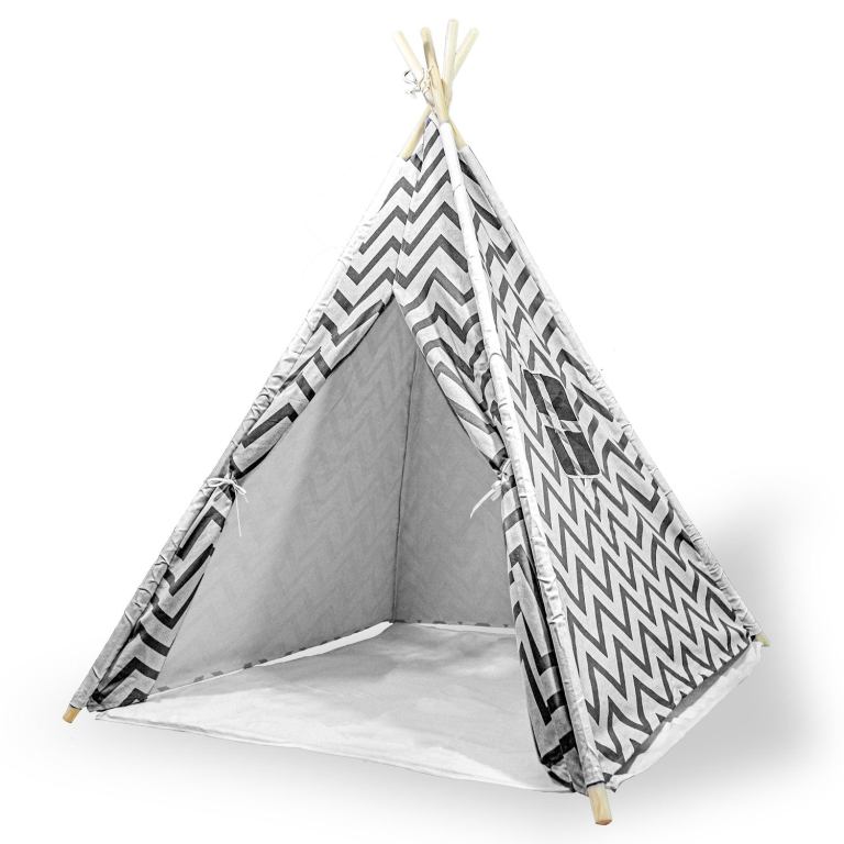 v610 tee 537 bla 218916 00.jpg Children's grey zigzag pattern teepee tent