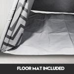 giant cotton canvas kids teepee wigwam children pretend play tent indoor outdoor party black Grey floor mat inside tent, chevron pattern.