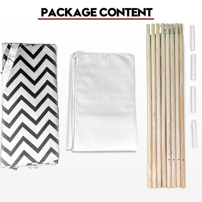 giant cotton canvas kids teepee wigwam children pretend play tent indoor outdoor party black Tent kit contents: fabric, poles, connectors.