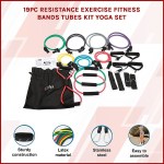 19pc resistance exercise fitness bands tubes kit yoga set 19pc resistance exercise fitness bands tubes kit yoga set