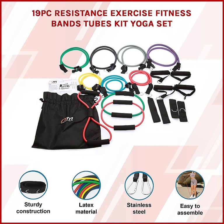 19pc resistance exercise fitness bands tubes kit yoga set 19pc resistance exercise fitness bands tubes kit yoga set