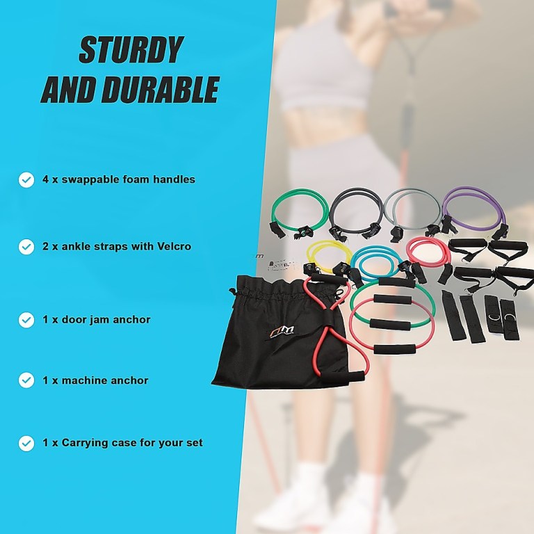 19pc resistance exercise fitness bands tubes kit yoga set 19pc resistance exercise fitness bands tubes kit yoga set