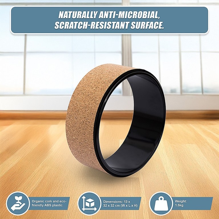 yoga pilates wheel cork circle prop back chest hips abdomen stretch roller