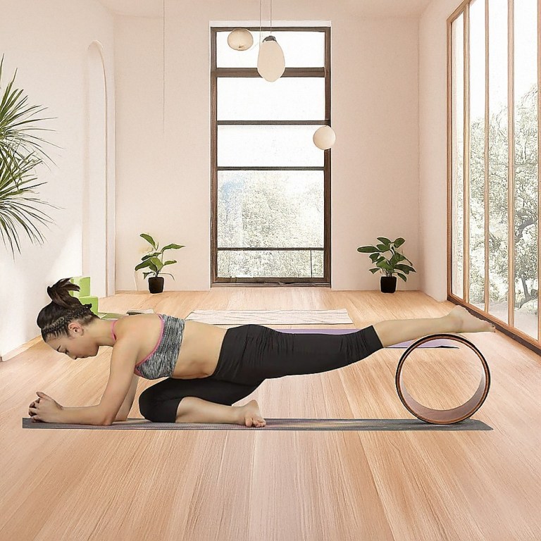 yoga pilates wheel cork circle prop back chest hips abdomen stretch roller
