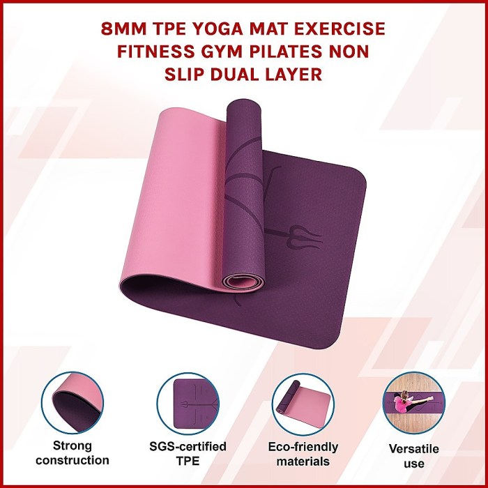 8mm tpe yoga mat exercise fitness gym pilates non slip dual layer 8mm tpe yoga mat exercise fitness gym pilates non slip dual layer