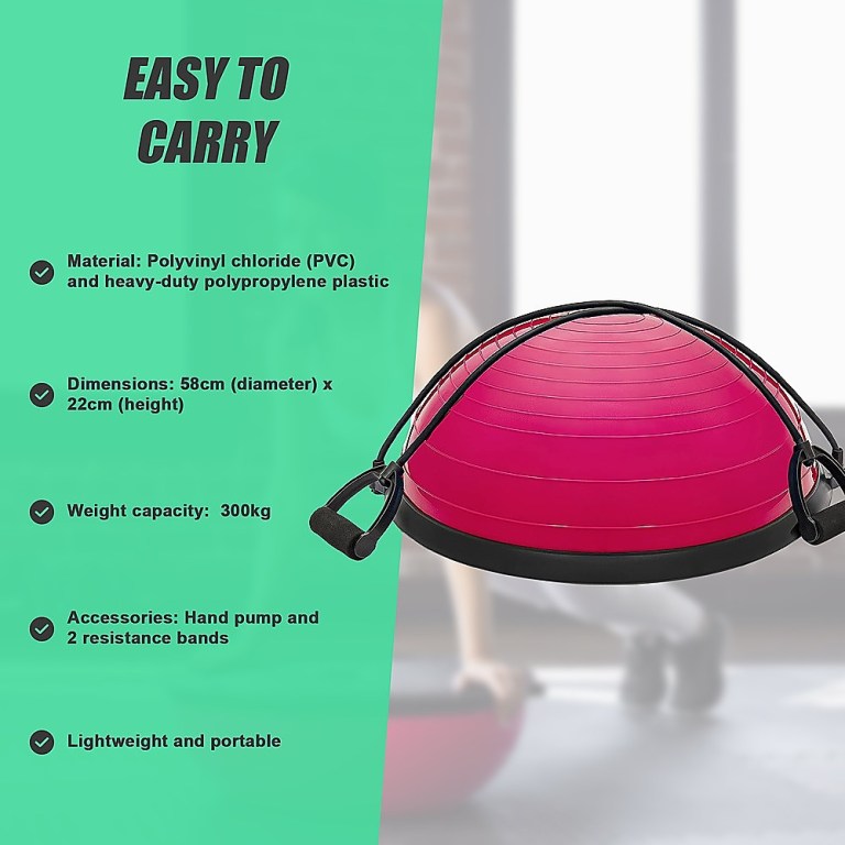 yoga balance trainer exercise ball for arm, leg, core workout with pump, 2 resistance bands