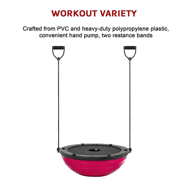 yoga balance trainer exercise ball for arm, leg, core workout with pump, 2 resistance bands