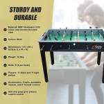 Durable multi-colour foosball table with anti-slip grips.