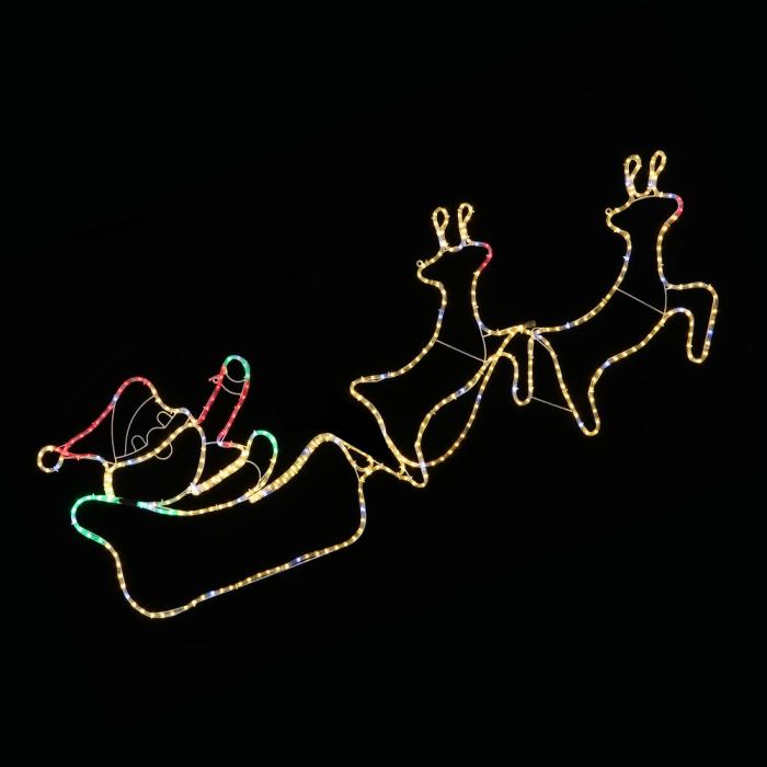 Christmas lights depicting sleigh with reindeer