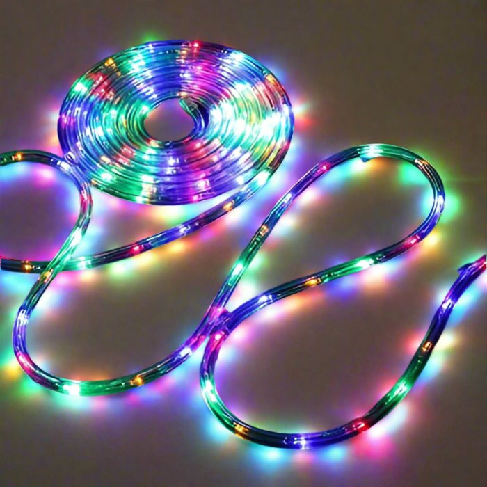v720 xl0664 200273 00.jpg Multicoloured LED strip lights glowing brightly.