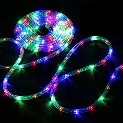 led ropelight 20m flashing multicolor Colourful LED strip lights on black background
