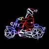 Santa on motorbike Christmas lights display.