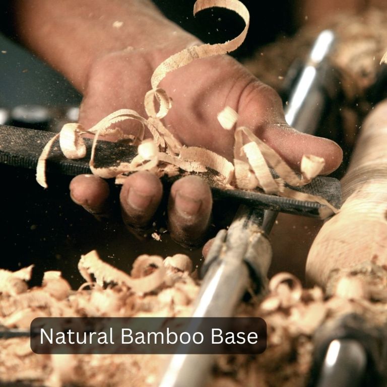 Hand carving bamboo on lathe