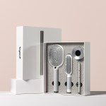 White hairbrush gift set on display.