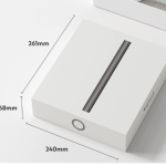 White tissue box with dimensions marked