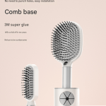white 3 piece set women's air cushion comb for long hair anti static detangling massage scalp comb portable fluffy styling brush Wall-mounted hairbrush with strong adhesive base.