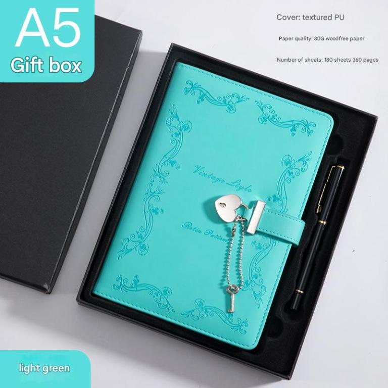 Heart Lock Diary - Vintage PU Leather Journal with Key