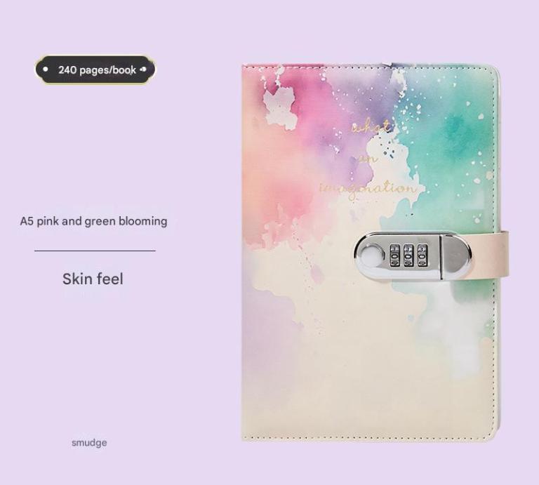 A5 Tie-Dye Journal with Lock - 240 Pages, Soft Cover