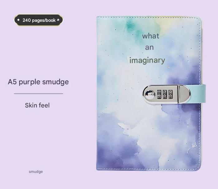 v888 elosung25805 202505131813 00.jpg A5 Tie-Dye Journal with Lock - 240 Pages, Soft Cover