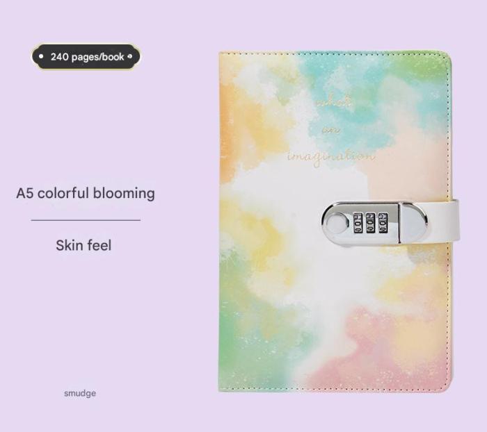 v888 elosung25806 202505131815 00.jpg A5 Tie-Dye Journal with Lock - 240 Pages, Soft Touch Cover