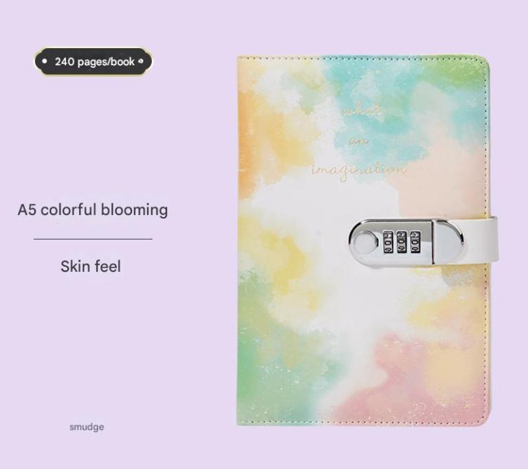 A5 Tie-Dye Journal with Lock - 240 Pages, Soft Touch Cover