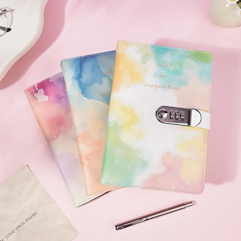A5 Tie-Dye Journal with Lock - 240 Pages, Soft Touch Cover