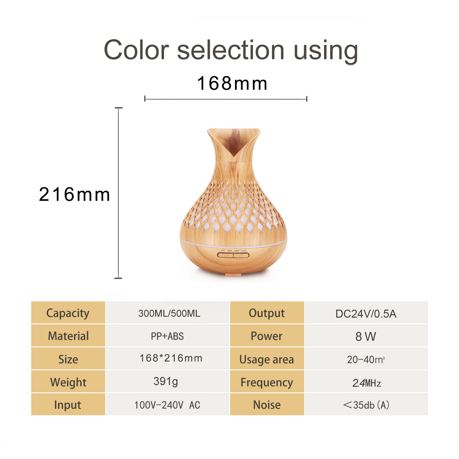 blue crack 500ml wood grain essential oil aroma diffuser with lattice design and humidifier