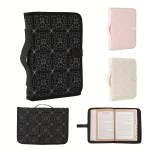 Bible covers in black, pink, cream, with embroidery.