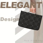 Elegant design black Bible bag with geometric pattern.
