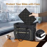 Durable cover for Bible, fits in quilted bag.
