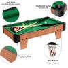 wooden mini snooker tables billiards game pool table set toy extra size for kids Mini billiards table with cues and balls.