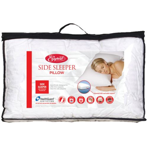 Side sleeper pillow with firm support packaging.