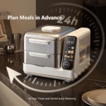 hoper layer electric food steamer 16l large capacity 10 second start 24h timer independent water tank Kitchen appliance with timer for meal planning.