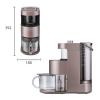 Modern coffee machine with glass carafe and measurements.