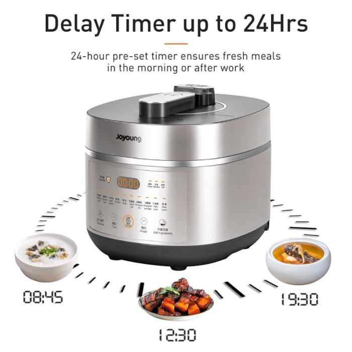 Joyoung cooker with 24-hour delay timer feature.