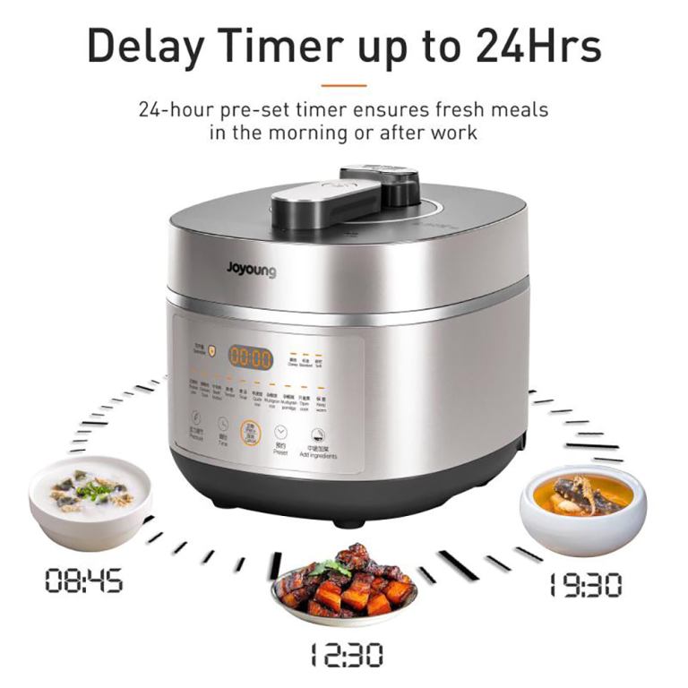 joyoung induction heating pressure cooker 5l double liner pot au version Joyoung cooker with 24-hour delay timer feature.