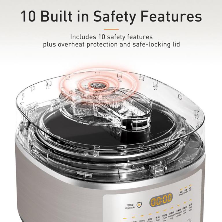 joyoung induction heating pressure cooker 5l double liner pot au version Appliance with 10 safety features, overheat protection.