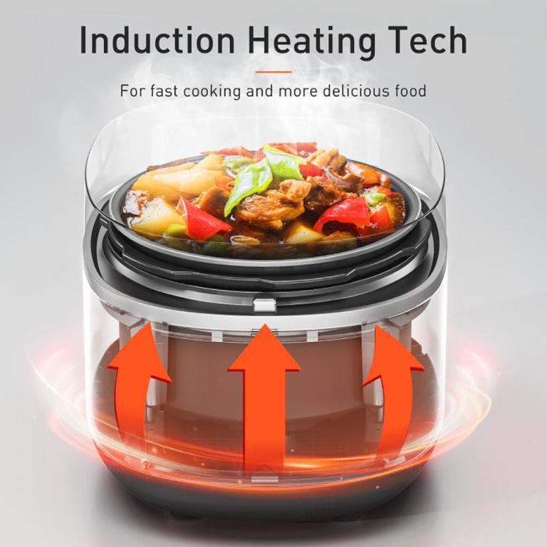 joyoung induction heating pressure cooker 5l double liner pot au version Induction heating pot with cooked meal, fast cooking technology.