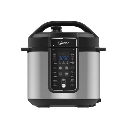 v943 mpc60010adkh 218782 00.jpg Midea pressure cooker with digital display and controls.