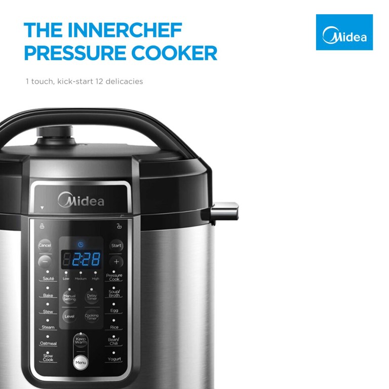 Midea Innerchef electric pressure cooker, versatile kitchen appliance.